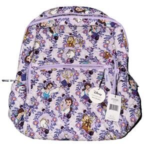 Vera Bradley Disney Belle Purple Floral Campus Backpack Beauty & The Beast New